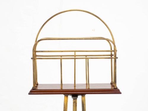 C19TH MAHOGANY BRASS REVOLVING MAGAZINE OR BOOK STAND REGENCY - ADDITIONAL PHOTO 7