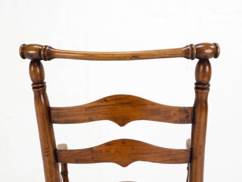 C19TH MACCLESFIELD ELM ASH COUNTRY LADDERBACK RUSH SEAT CARVER ARMCHAIR - ADDITIONAL PHOTO 15