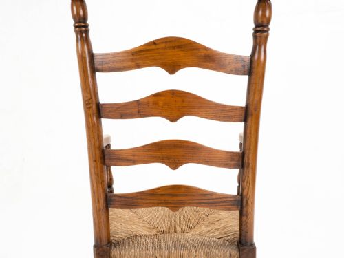 C19TH MACCLESFIELD ELM ASH COUNTRY LADDERBACK RUSH SEAT CARVER ARMCHAIR - ADDITIONAL PHOTO 16