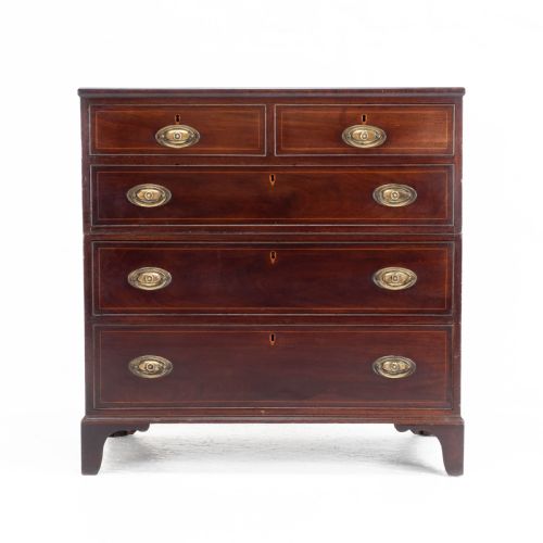 GEORGIAN MAHOGANY INLAID SPLIT CHEST OF DRAWERS REGENCY CAMPAIGN - ADDITIONAL PHOTO 1