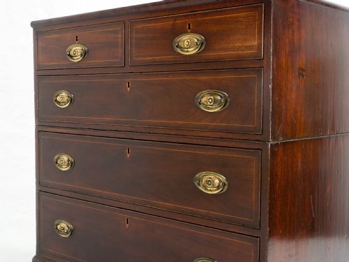 GEORGIAN MAHOGANY INLAID SPLIT CHEST OF DRAWERS REGENCY CAMPAIGN - ADDITIONAL PHOTO 6