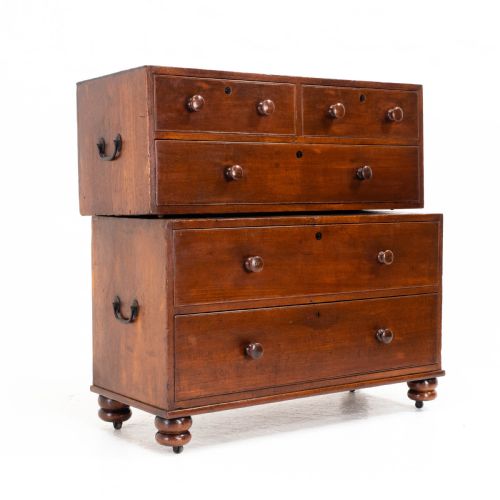 GEORGIAN MILITARY CAMPAIGN TEAK CHEST OF DRAWERS GEORGE III - ADDITIONAL PHOTO 3