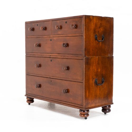 GEORGIAN MILITARY CAMPAIGN TEAK CHEST OF DRAWERS GEORGE III - ADDITIONAL PHOTO 6