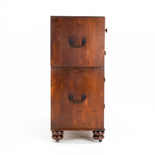 GEORGIAN MILITARY CAMPAIGN TEAK CHEST OF DRAWERS GEORGE III - ADDITIONAL PHOTO 9
