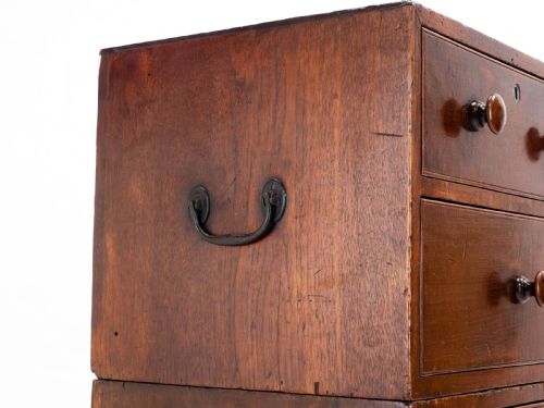 GEORGIAN MILITARY CAMPAIGN TEAK CHEST OF DRAWERS GEORGE III - ADDITIONAL PHOTO 14