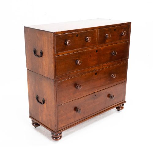 GEORGIAN MILITARY CAMPAIGN TEAK CHEST OF DRAWERS GEORGE III - ADDITIONAL PHOTO 18