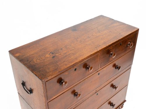 GEORGIAN MILITARY CAMPAIGN TEAK CHEST OF DRAWERS GEORGE III - ADDITIONAL PHOTO 19