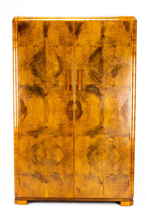 art deco burr walnut double wardrobe small compactum armoire - CATEGORY: ANTIQUE WARDROBES - DATED 1930