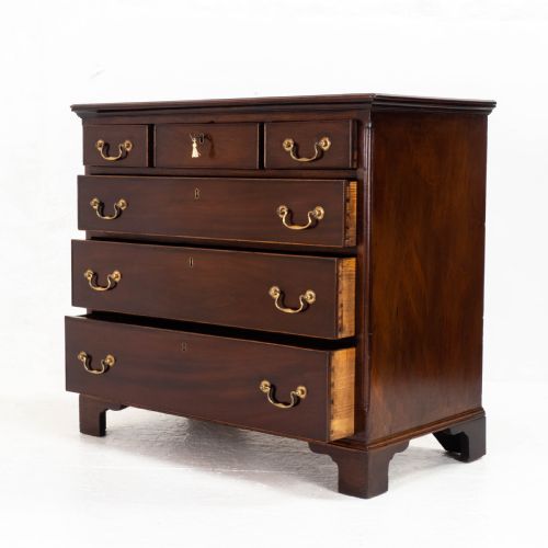 GEORGE III MAHOGANY STRAIGHT FRONT CHEST OF DRAWERS GEORGIAN - ADDITIONAL PHOTO 4