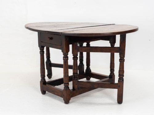 C17TH SMALL OAK COUNTRY GATELEG DINING TABLE SIDE OCCASIONAL - ADDITIONAL PHOTO 2