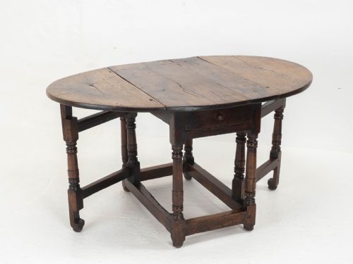 C17TH SMALL OAK COUNTRY GATELEG DINING TABLE SIDE OCCASIONAL - ADDITIONAL PHOTO 4