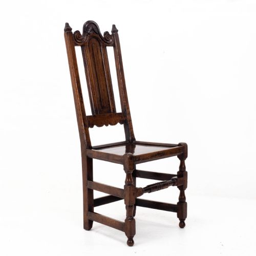 WILLIAM MARY OAK HIGH BACK SIDE CHAIR LATE C17TH CAROLEAN JACOBEAN - ADDITIONAL PHOTO 2