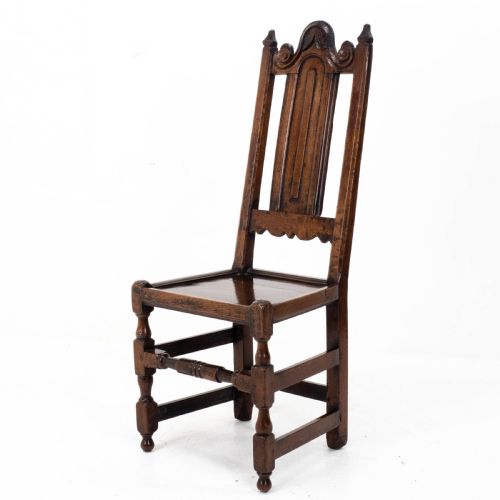 WILLIAM MARY OAK HIGH BACK SIDE CHAIR LATE C17TH CAROLEAN JACOBEAN - ADDITIONAL PHOTO 9