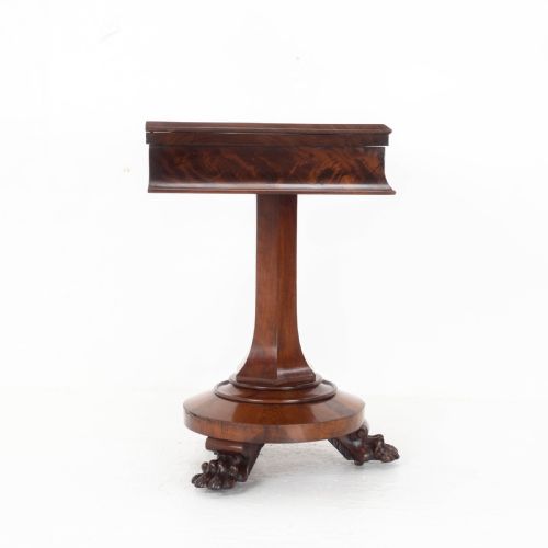 WILLIAM IV FLAME MAHOGANY PEDESTAL CONSOLE FOLDOVER TEA TABLE CLAW FEET C1835 - ADDITIONAL PHOTO 5