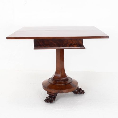 WILLIAM IV FLAME MAHOGANY PEDESTAL CONSOLE FOLDOVER TEA TABLE CLAW FEET C1835 - ADDITIONAL PHOTO 7