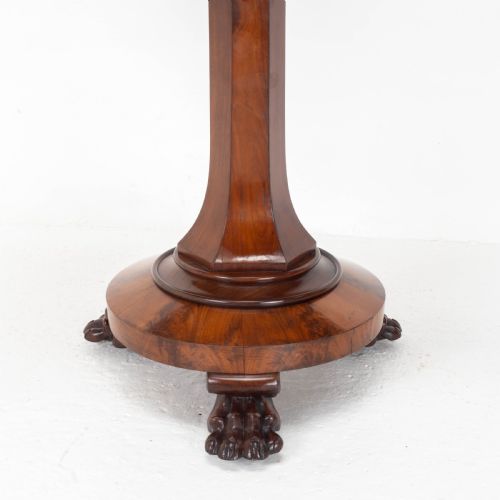 WILLIAM IV FLAME MAHOGANY PEDESTAL CONSOLE FOLDOVER TEA TABLE CLAW FEET C1835 - ADDITIONAL PHOTO 14