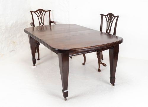 SMALL EDWARDIAN MAHOGANY WINDOUT EXTENDING DINING TABLE - ADDITIONAL PHOTO 1