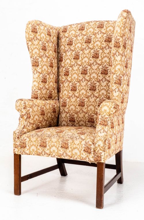 georgian elm mahogany wing back armchair c18th george iii - CATEGORY: ANTIQUE CHAIRS - DATED 18TH CENTURY