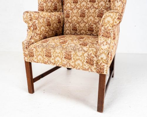 GEORGIAN ELM MAHOGANY WING BACK ARMCHAIR C18TH GEORGE III - ADDITIONAL PHOTO 11