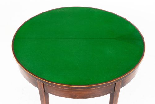 GEORGE III DEMILUNE MAHOGANY INLAID CONSOLE CARDGAMES TABLE - ADDITIONAL PHOTO 10