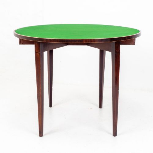 GEORGE III DEMILUNE MAHOGANY INLAID CONSOLE CARDGAMES TABLE - ADDITIONAL PHOTO 14