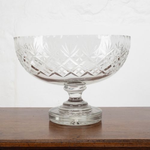VICTORIAN LARGE CRYSTAL CUT GLASS OVAL PEDESTAL BOWL CENTREPIECE C19TH - ADDITIONAL PHOTO 5