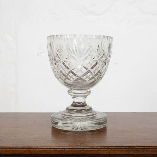 VICTORIAN LARGE CRYSTAL CUT GLASS OVAL PEDESTAL BOWL CENTREPIECE C19TH - ADDITIONAL PHOTO 6