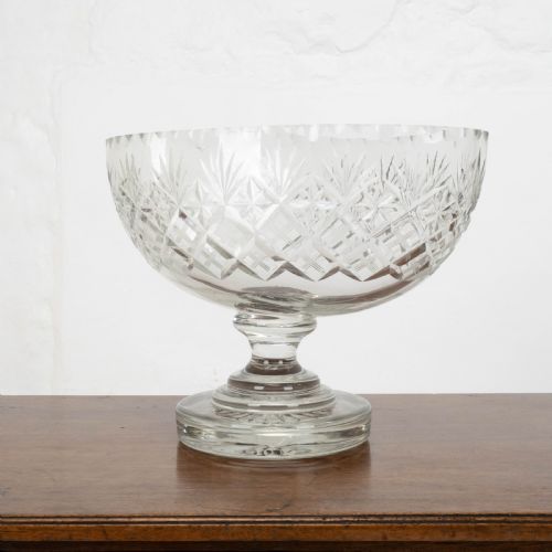 VICTORIAN LARGE CRYSTAL CUT GLASS OVAL PEDESTAL BOWL CENTREPIECE C19TH - ADDITIONAL PHOTO 7