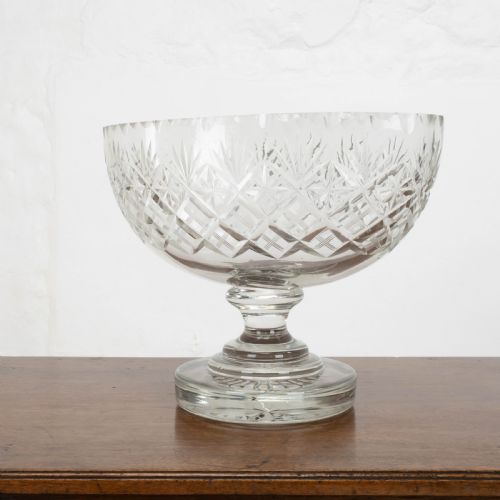 VICTORIAN LARGE CRYSTAL CUT GLASS OVAL PEDESTAL BOWL CENTREPIECE C19TH - ADDITIONAL PHOTO 8