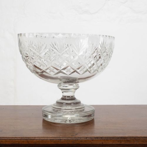 VICTORIAN LARGE CRYSTAL CUT GLASS OVAL PEDESTAL BOWL CENTREPIECE C19TH - ADDITIONAL PHOTO 10