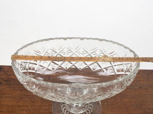 VICTORIAN LARGE CRYSTAL CUT GLASS OVAL PEDESTAL BOWL CENTREPIECE C19TH - ADDITIONAL PHOTO 14