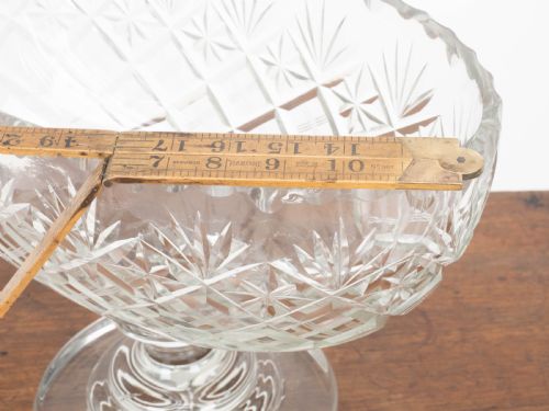 VICTORIAN LARGE CRYSTAL CUT GLASS OVAL PEDESTAL BOWL CENTREPIECE C19TH - ADDITIONAL PHOTO 17