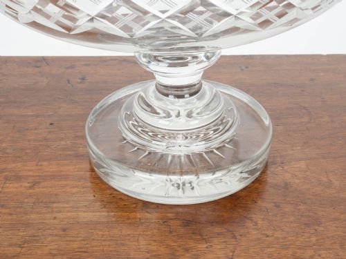 VICTORIAN LARGE CRYSTAL CUT GLASS OVAL PEDESTAL BOWL CENTREPIECE C19TH - ADDITIONAL PHOTO 18
