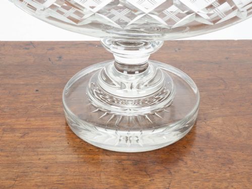 VICTORIAN LARGE CRYSTAL CUT GLASS OVAL PEDESTAL BOWL CENTREPIECE C19TH - ADDITIONAL PHOTO 19