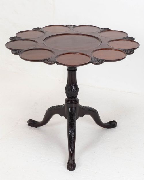 georgian lobed top carved mahogany birdcage tripod supper table c18th - CATEGORY: ANTIQUE TABLES - DATED GEORGIAN