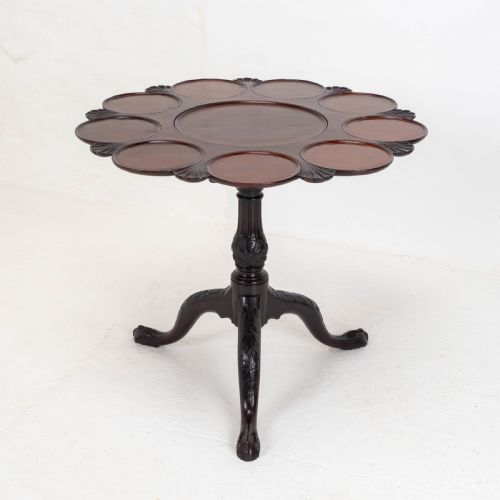GEORGIAN LOBED TOP CARVED MAHOGANY BIRDCAGE TRIPOD SUPPER TABLE C18TH - ADDITIONAL PHOTO 2