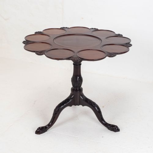 GEORGIAN LOBED TOP CARVED MAHOGANY BIRDCAGE TRIPOD SUPPER TABLE C18TH - ADDITIONAL PHOTO 4