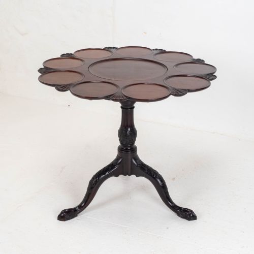 GEORGIAN LOBED TOP CARVED MAHOGANY BIRDCAGE TRIPOD SUPPER TABLE C18TH - ADDITIONAL PHOTO 5