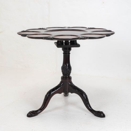 GEORGIAN LOBED TOP CARVED MAHOGANY BIRDCAGE TRIPOD SUPPER TABLE C18TH - ADDITIONAL PHOTO 6