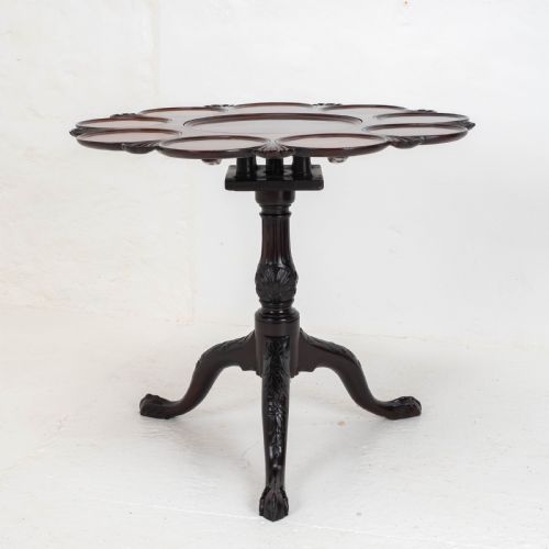 GEORGIAN LOBED TOP CARVED MAHOGANY BIRDCAGE TRIPOD SUPPER TABLE C18TH - ADDITIONAL PHOTO 7