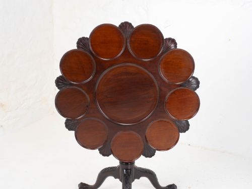 GEORGIAN LOBED TOP CARVED MAHOGANY BIRDCAGE TRIPOD SUPPER TABLE C18TH - ADDITIONAL PHOTO 8