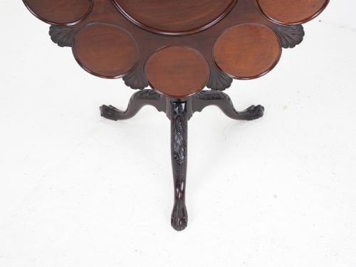 GEORGIAN LOBED TOP CARVED MAHOGANY BIRDCAGE TRIPOD SUPPER TABLE C18TH - ADDITIONAL PHOTO 9