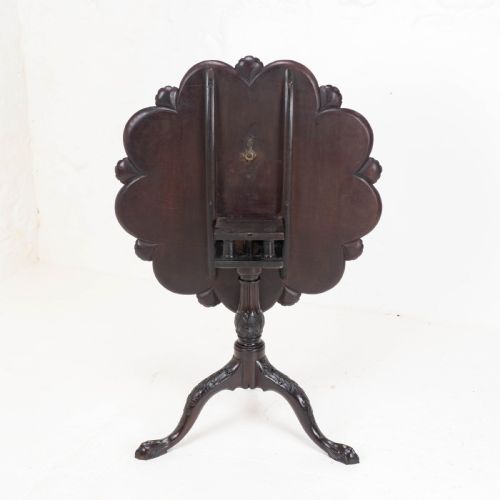 GEORGIAN LOBED TOP CARVED MAHOGANY BIRDCAGE TRIPOD SUPPER TABLE C18TH - ADDITIONAL PHOTO 13