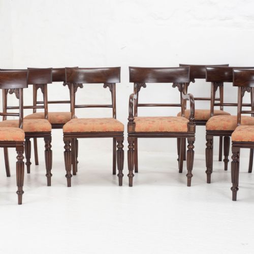 set of 8 regency william iv bar back mahogany dining chairs carver - CATEGORY: ANTIQUE CHAIRS - DATED REGENCY