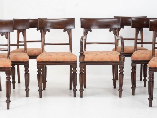 SET OF 8 REGENCY WILLIAM IV BAR BACK MAHOGANY DINING CHAIRS CARVER - ADDITIONAL PHOTO 2