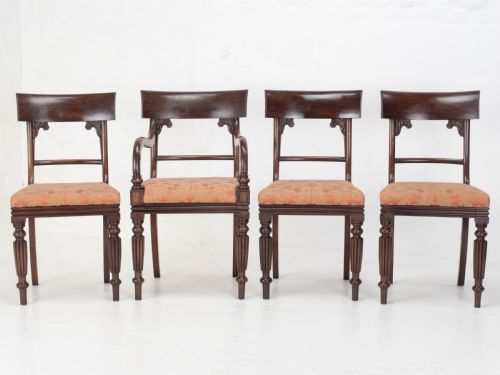 SET OF 8 REGENCY WILLIAM IV BAR BACK MAHOGANY DINING CHAIRS CARVER - ADDITIONAL PHOTO 3