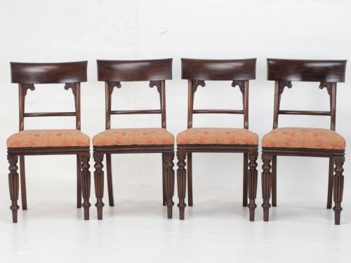 SET OF 8 REGENCY WILLIAM IV BAR BACK MAHOGANY DINING CHAIRS CARVER - ADDITIONAL PHOTO 4