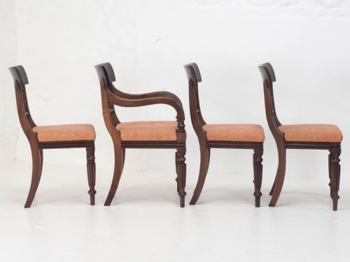SET OF 8 REGENCY WILLIAM IV BAR BACK MAHOGANY DINING CHAIRS CARVER - ADDITIONAL PHOTO 5