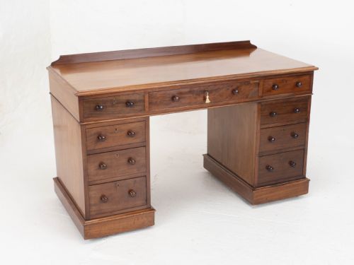 VICTORIAN MAPLE AND CO MAHOGANY PEDESTAL DESK C1876 - ADDITIONAL PHOTO 4