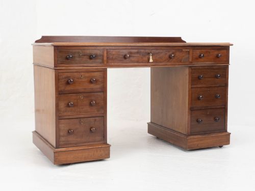 VICTORIAN MAPLE AND CO MAHOGANY PEDESTAL DESK C1876 - ADDITIONAL PHOTO 5